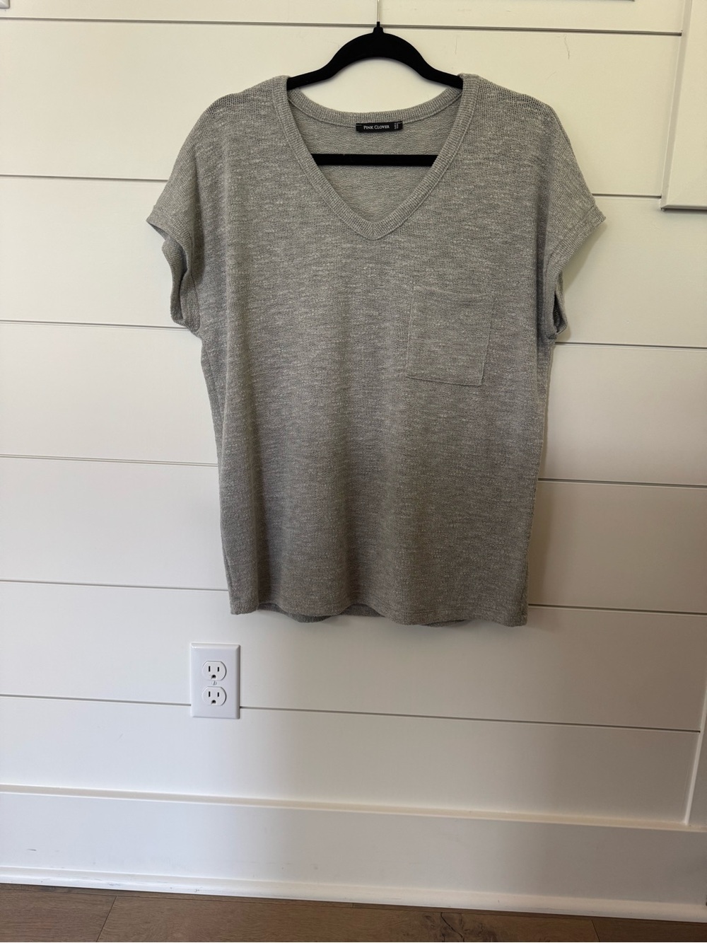 Pink Clover Gray V-Neck Knit Top